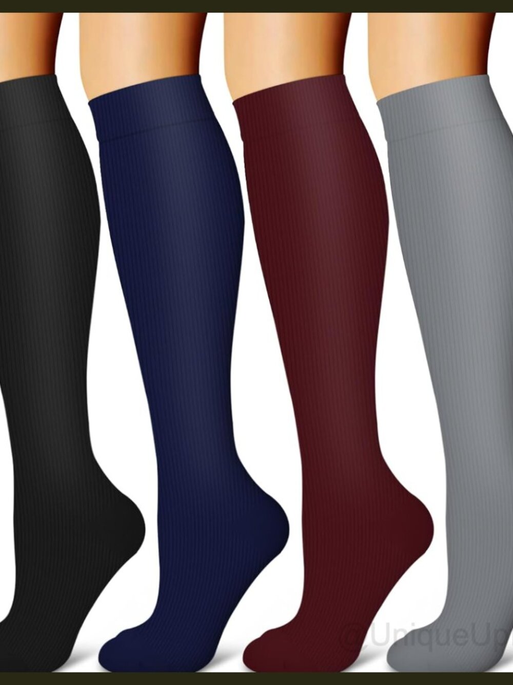 Compression Socks 4 Pairs 15-20 mmHg Knee-High Support Nurses Running